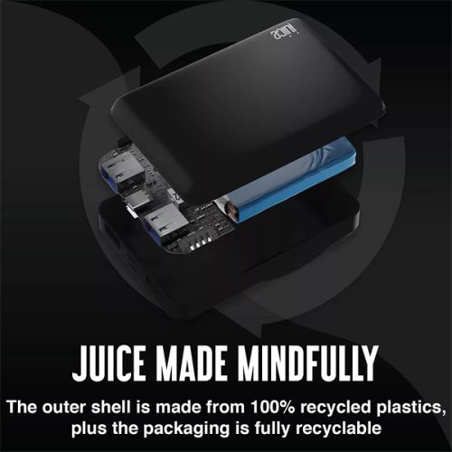 HAFFNER JUICE UNIVERZÁLIS HORDOZHATÓ, ASZTALI AKKUMULÁTOR TÖLTŐ - ECO 3 POWER BANK - 2XUSB +TYPE-C - 10.000 MAH - FEKETE