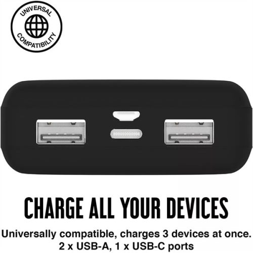 HAFFNER JUICE UNIVERZÁLIS HORDOZHATÓ, ASZTALI AKKUMULÁTOR TÖLTŐ - ECO 3 POWER BANK - 2XUSB +TYPE-C - 10.000 MAH - FEKETE