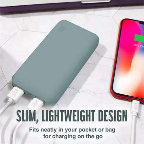 HAFFNER JUICE UNIVERZÁLIS HORDOZHATÓ, ASZTALI AKKUMULÁTOR TÖLTŐ - ECO 3 POWER BANK - 2XUSB +TYPE-C - 10.000 MAH - ÉJFEKETE ZÖLD