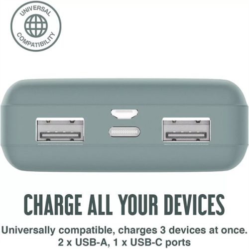 HAFFNER JUICE UNIVERZÁLIS HORDOZHATÓ, ASZTALI AKKUMULÁTOR TÖLTŐ - ECO 3 POWER BANK - 2XUSB +TYPE-C - 10.000 MAH - ÉJFEKETE ZÖLD