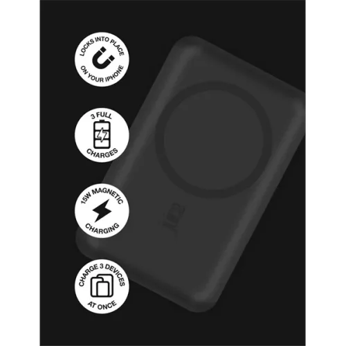 HAFFNER JUICE UNIVERZÁLIS HORDOZHATÓ, ASZTALI AKKUMULÁTOR TÖLTŐ - ECO 3 MAGTEC POWER BANK - USB + TYPE-C - 10.000 MAH - FEKETE