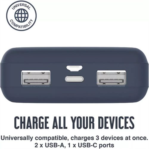 HAFFNER JUICE UNIVERZÁLIS HORDOZHATÓ, ASZTALI AKKUMULÁTOR TÖLTŐ - ECO 3 POWER BANK - 2XUSB +TYPE-C - 10.000 MAH - SÖTÉTKÉK