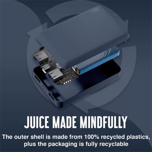 HAFFNER JUICE UNIVERZÁLIS HORDOZHATÓ, ASZTALI AKKUMULÁTOR TÖLTŐ - ECO 3 POWER BANK - 2XUSB +TYPE-C - 10.000 MAH - SÖTÉTKÉK