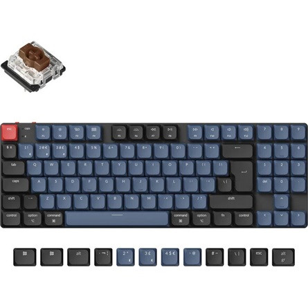 Keychron K13 Pro Bluetooth / USB-C angol Gateron low-profile MX 2.0 Mechanical Brown mechanikus billentyűzet fekete-kék