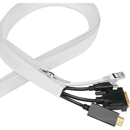 Logilink Kábelhüvely cipzárral, Poliészter, O 50 mm, fehér, 5 m