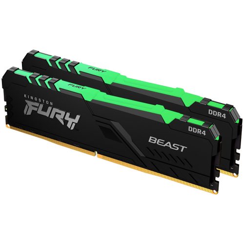 KINGSTON DRAM 16GB 3200MHz DDR4 CL16 DIMM (Kit of 2) FURY Beast RGB Black EAN: 740617319422