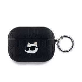   CG MOBILE KARL LAGERFELD PU EMBOSSED CHOUPETTE HEAD szilikon tok (ütésállóság, karabíner) FEKETE Apple AirPods Pro