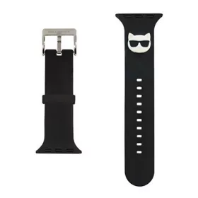   CG MOBILE Apple Watch Series 5 44mm KARL LAGERFELD SILICONE CHOUPETTE HEAD pótszíj egyedi méret, fém csat, FEKETE
