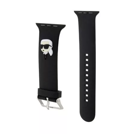 CG MOBILE Apple Watch Series 5 44mm KARL LAGERFELD KARL HEAD NFT pótszíj egyedi méret, fém csat, FEKETE