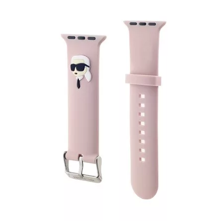 CG MOBILE Apple Watch Series 5 44mm KARL LAGERFELD KARL HEAD NFT pótszíj egyedi méret, fém csat, RÓZSASZÍN