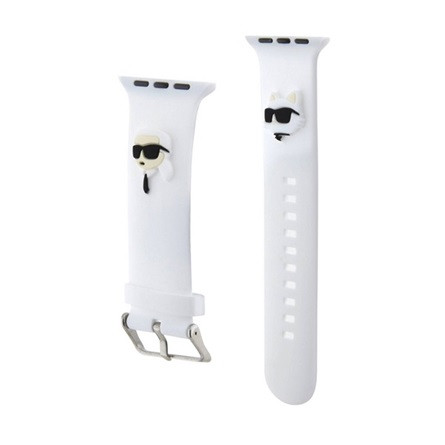 CG MOBILE Apple Watch Series 5 40mm KARL LAGERFELD KARL AND CHOUPETTE HEAD NFT pótszíj egyedi méret, fém csat, FEHÉR