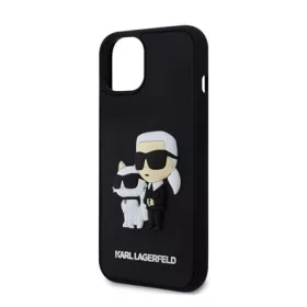   CG MOBILE iPhone 13 KARL LAGERFELD 3D RUBBER KARL AND CHOUPETTE szilikon telefonvédő ütésállóság, műanyag hátlap, FEKETE