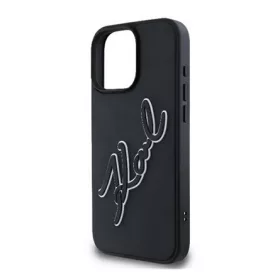   CG MOBILE iPhone 16 Pro KARL LAGERFELD 3D RUBBER BICOLOR SIGNATURE szilikon telefonvédő ütésállóság, 3D, FEKETE