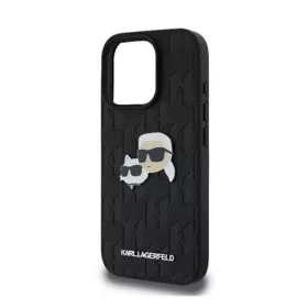   CG MOBILE KARL LAGERFELD MONOGRAM KARL & CHOUPETTE HEAD PIN szilikon telefonvédő ütésállóság, bőr hatású hátlap, FEKETE