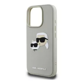   CG MOBILE iPhone 16 Pro KARL LAGERFELD 3D RUBBER DOUBLE HEADS szilikon telefonvédő ütésállóság, 3D, BÉZS
