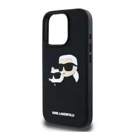   CG MOBILE iPhone 16 Pro KARL LAGERFELD 3D RUBBER DOUBLE HEADS szilikon telefonvédő ütésállóság, 3D, FEKETE