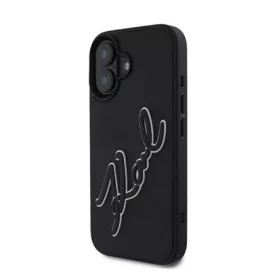   CG MOBILE iPhone 16 KARL LAGERFELD 3D RUBBER SIGNATURE szilikon telefonvédő ütésállóság, 3D, FEKETE