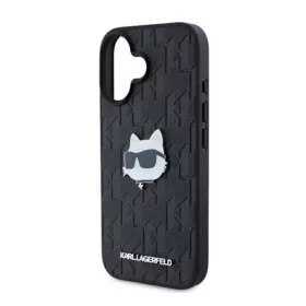   CG MOBILE iPhone 16 KARL LAGERFELD MONOGRAM CHOUPETTE HEAD PIN szilikon telefonvédő ütésállóság, MagSafe, FEKETE