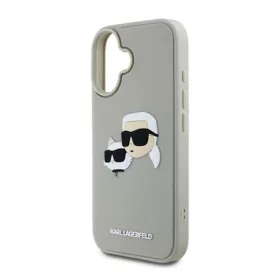   CG MOBILE iPhone 16 KARL LAGERFELD 3D RUBBER DOUBLE HEADS szilikon telefonvédő ütésállóság, 3D, BÉZS