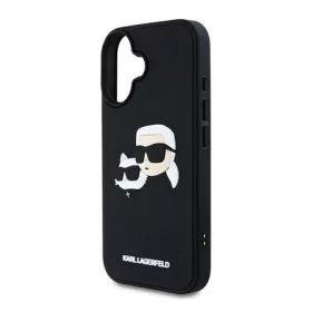   CG MOBILE iPhone 16 KARL LAGERFELD 3D RUBBER DOUBLE HEADS szilikon telefonvédő ütésállóság, 3D, FEKETE