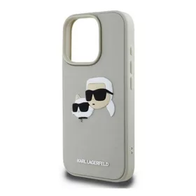   CG MOBILE iPhone 16 Pro Max KARL LAGERFELD 3D RUBBER DOUBLE HEADS szilikon telefonvédő ütésállóság, 3D, BÉZS