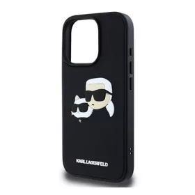   CG MOBILE iPhone 16 Pro Max KARL LAGERFELD 3D RUBBER DOUBLE HEADS szilikon telefonvédő ütésállóság, 3D, FEKETE