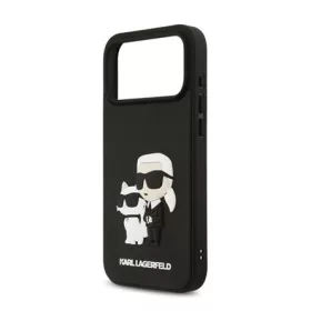   CG MOBILE iPhone 17 Pro Max KARL LAGERFELD 3D RUBBER KARL AND CHOUPETTE szilikon telefonvédő ütésállóság, 3D, FEKETE