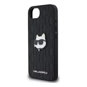   CG MOBILE iPhone 16e KARL LAGERFELD MONOGRAM CHOUPETTE HEAD PIN szilikon telefonvédő ütésállóság, MagSafe, FEKETE