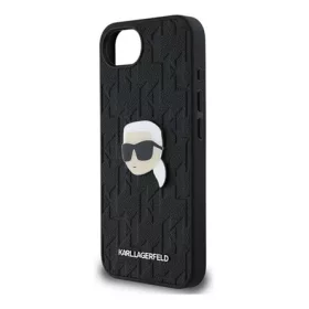   CG MOBILE iPhone 16e KARL LAGERFELD MONOGRAM KARL HEAD PIN szilikon telefonvédő ütésállóság, MagSafe, FEKETE