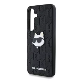   CG MOBILE Samsung S25 KARL LAGERFELD LEATHER MONOGRAM PIN LOGO CHOUPETTE HEAD szilikon telefonvédő ütésállóság, FEKETE