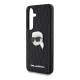 CG MOBILE Samsung S25 KARL LAGERFELD LEATHER MONOGRAM PIN LOGO KARL HEAD szilikon telefonvédő ütésállóság, FEKETE