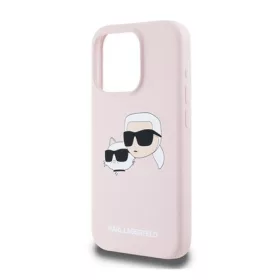   CG MOBILE iPhone 15 Pro KARL LAGERFELD LIQUID SILICONE DOUBLE HEADS MAGSAFE szilikon telefonvédő ütésállóság, MagSafe, RÓZSASZÍN