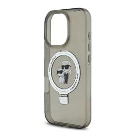   CG MOBILE iPhone 16 Pro KARL LAGERFELD RINGSTAND KARL AND CHOUPETTE MAGSAFE szilikon telefonvédő ütésállóság, kitámasztó, FEKETE