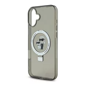   CG MOBILE iPhone 16 KARL LAGERFELD RINGSTAND KARL AND CHOUPETTE MAGSAFE szilikon telefonvédő ütésállóság, kitámasztó, FEKETE