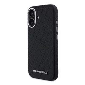   CG MOBILE iPhone 16 KARL LAGERFELD GRAINED PU REPEATED LOGO MAGSAFE szilikon telefonvédő ütésállóság, MagSafe, FEKETE