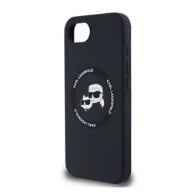   CG MOBILE iPhone 16e KARL LAGERFELD LIQUID SILICONE K&CH HEADS MAGSAFE szilikon telefonvédő ütésállóság, MagSafe, FEKETE