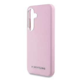   CG MOBILE Samsung S25 KARL LAGERFELD SAFFIANO FULL WRAPPED ELONGATED METAL LOGO szilikon telefonvédő ütésállóság, RÓZSASZÍN