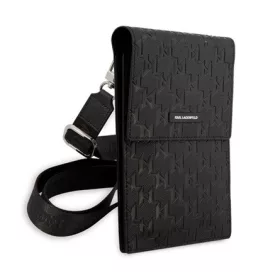   CG MOBILE KARL LAGERFELD SAFFIANO MONOGRAM kézitáska álló (univerzális, bőr hatású, vállpánt) FEKETE