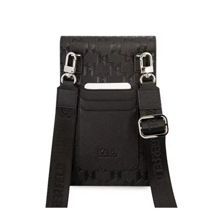 CG MOBILE KARL LAGERFELD SAFFIANO MONOGRAM kézitáska álló (univerzális, bőr hatású, vállpánt) FEKETE
