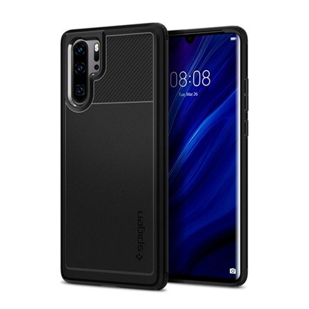 Spigen Huawei P30 Pro SPIGEN RUGGED ARMOR szilikon telefonvédő ütésállóság, karbon minta, FEKETE