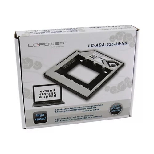 LC-Power ADA LC Power 5,25" drive bay rack for a 2,5" HDD/SSD (9,5mm) - ultraslim ODD- LC-ADA-525-25-NB