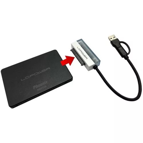 LC POWER ADA LC Power USB-C és USB-A > SATA és NVMe átalakító - LC-ADA-USB-SATA-25