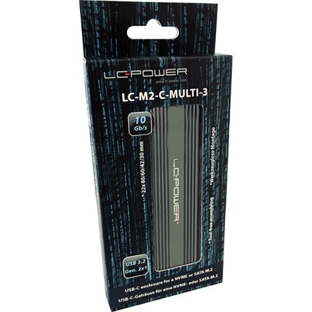 LC-Power MBR LC Power Külső ház - USB 3.2 Type-C - NVMe vagy SATA M.2 SSD - LC-M2-C-MULTI-3