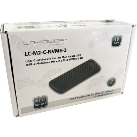 LC-Power LC-M2-C-NVME-2 M.2 2280 PCIe NVMe USB-C 3.2 Gen2×1 külső ház fekete