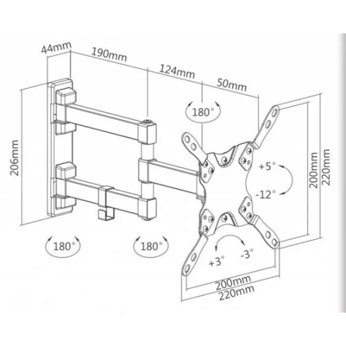 SBOX TVL SBOX LCD-223 13"-42" dönthető, forgatható fali konzol