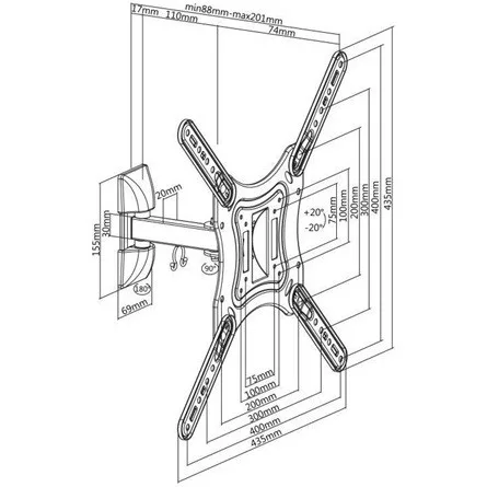SBOX LCD-441 23"-55" monitor TV fali tartó