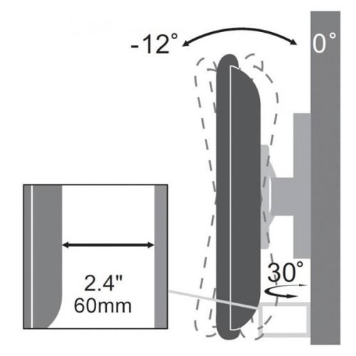 SBOX LCD-900B 13"-30" fali konzol, dönthető, forgatható, 100x100, max 30 kg, fekete