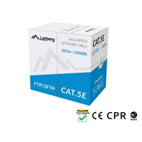   Lanberg Cat.5e F/UTP réz fali kábel 305m, AWG24, PVC, 100Mhz, Eca, szürke, CPR