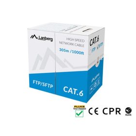   Lanberg Cat.6 SF/UTP réz fali kábel 305m, AWG23, PVC, 250Mhz, Eca, szürke, CPR