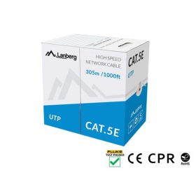   Lanberg Cat.5e U/UTP réz fali kábel 305m, AWG24, PVC, 100Mhz, Eca, szürke, CPR